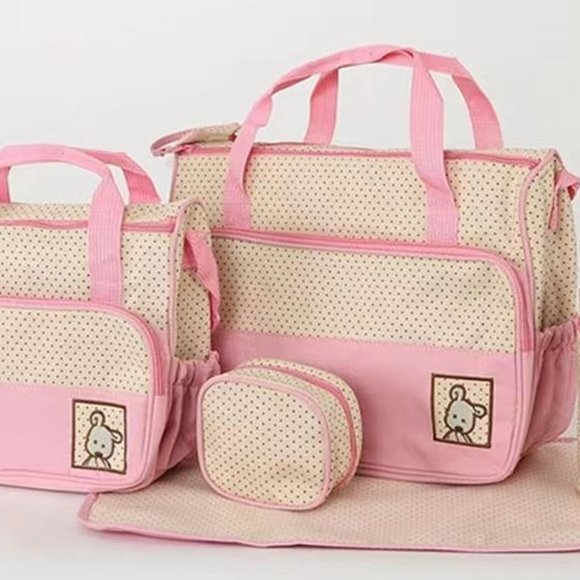 Multifunction Mommy bag Large Storage for Baby Diaper Bags Tote 5Pcs baby diaper